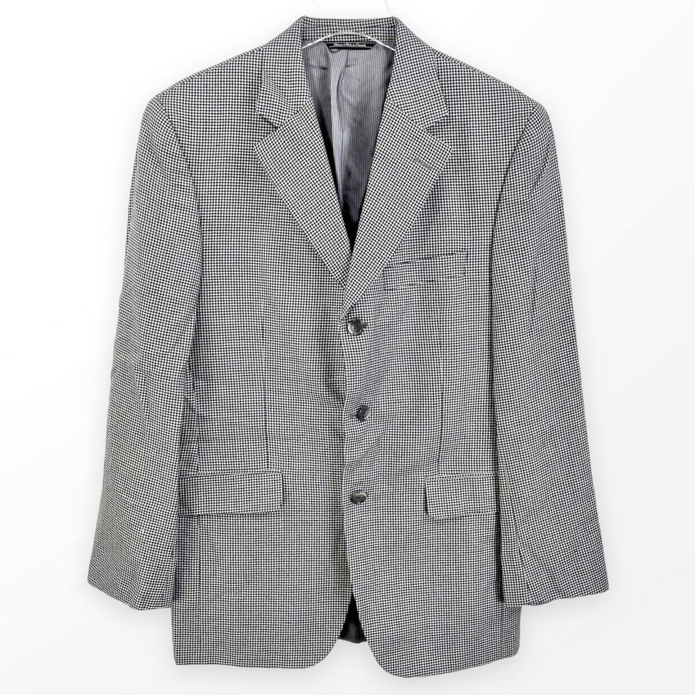 JACK VICTOR Cashmere Black White Houndstooth Blazer Suit Jacket